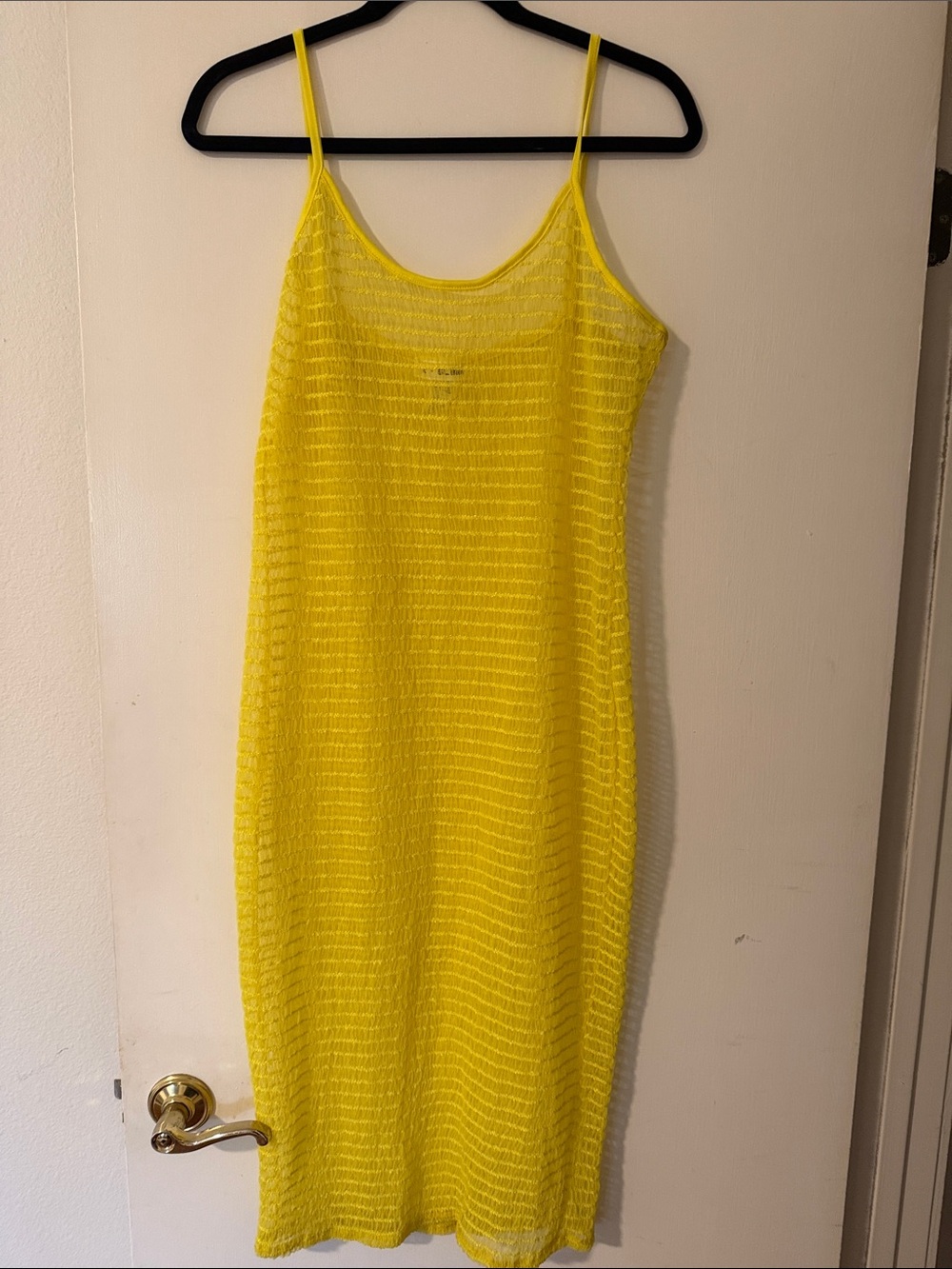 Yellow Knit Slip Dress - Women's Spaghetti Strap Dress